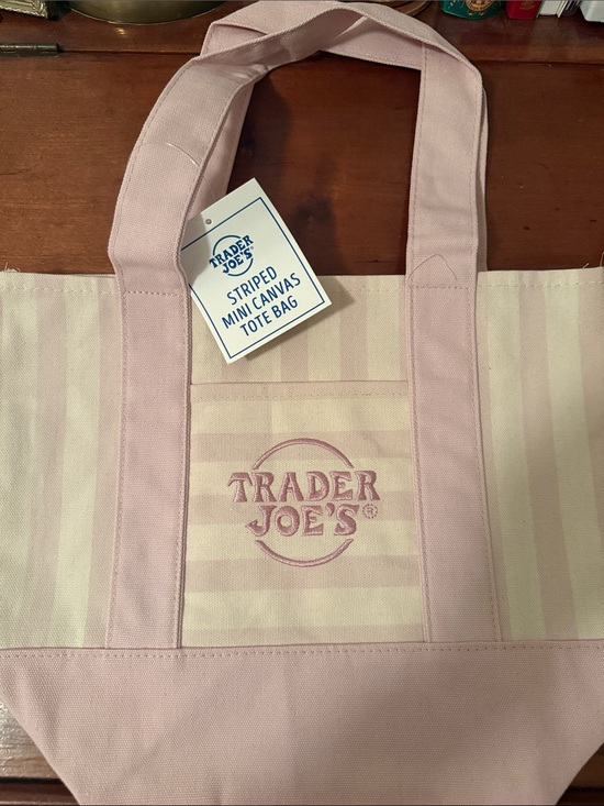Trader Joe'S Handbags - Trader Joe's Pink Striped Canvas Tote Bag